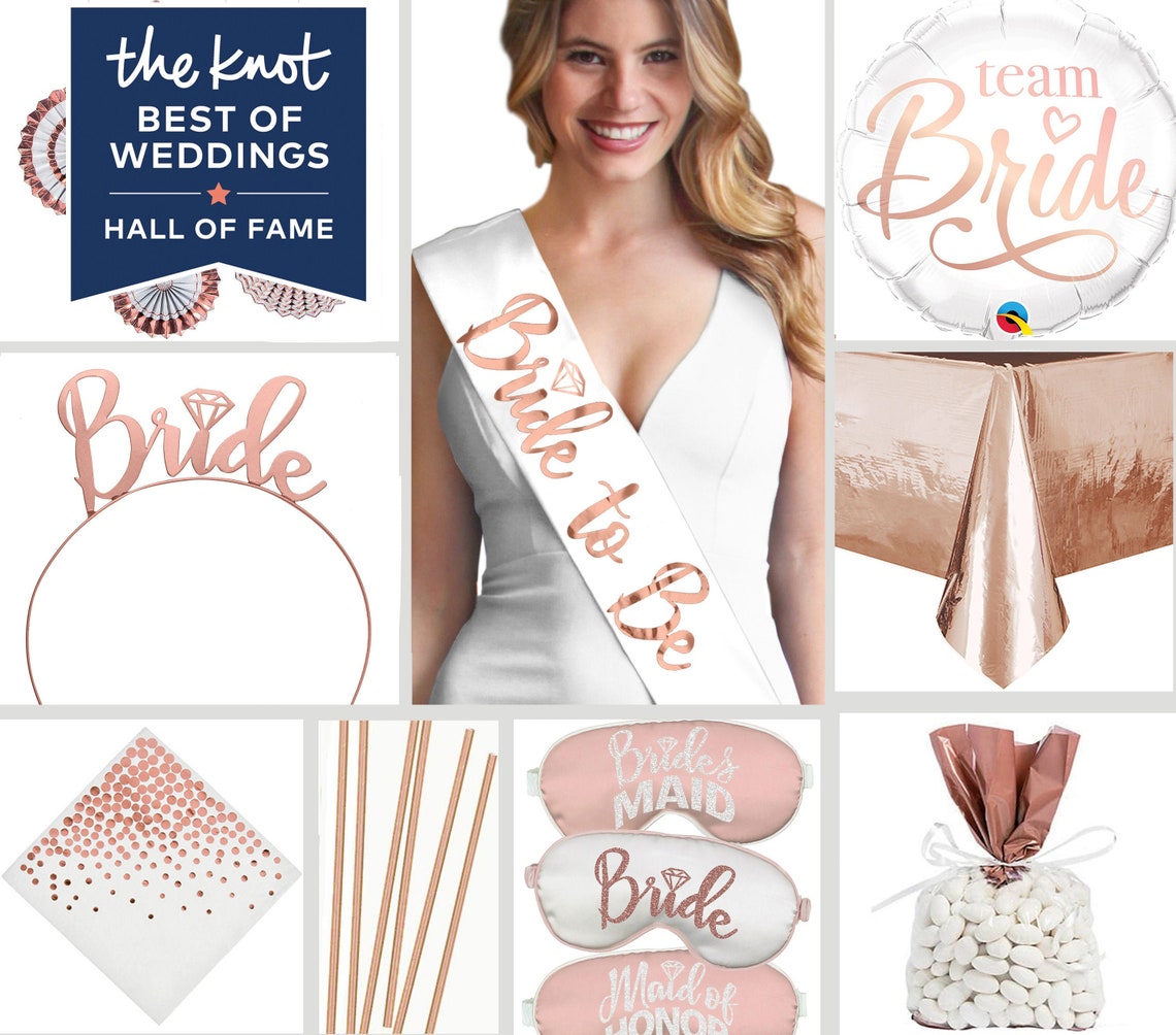 Rose Gold Bridal Shower Table Decorations Rose Gold Wedding Etsy