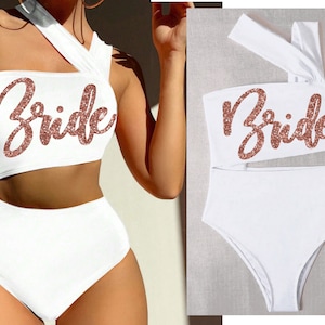 Bride Swimsuit • Cut Out Bride Swimwear • Rose Gold • Honeymoon Bathing Suit • Resort Wear • Bachelorette Weekend • Beach Robe •Bride Sarong