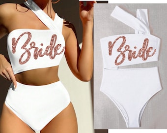 Bride Swimsuit • Cut Out Bride Swimwear • Rose Gold • Honeymoon Bathing Suit • Resort Wear • Bachelorette Weekend • Beach Robe •Bride Sarong