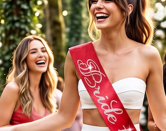 Christmas Bridal Party Sashes • Flirty Rhinestone Sash • Tis the Season to be Merry'd • Match Made in Heaven
