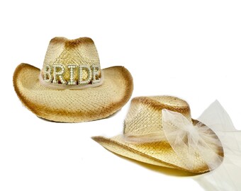 Pearl Bride Cowboy Hat - Country Western Bride Hat, Straw Bride Hat, Country Wedding, Nashville Bride, Get Rowdy, Lets Get Nashty, Nash Bash