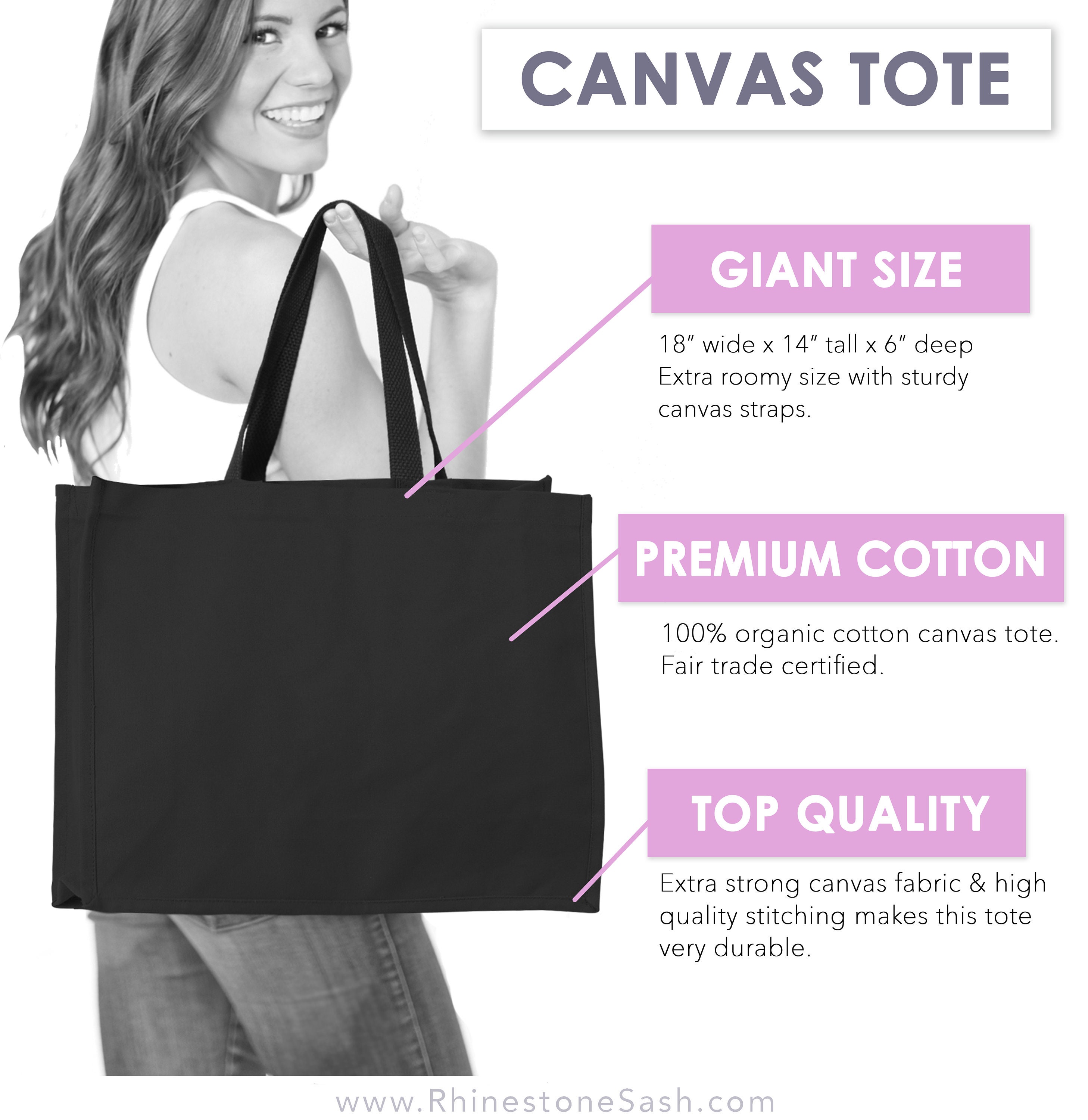 The Mrs. EST Rose Gold Glitter Chic Large Canvas Tote, Bridal Gift Bag