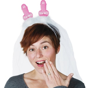 Bachelorette Headband Veil • Penis Boppers with Veil • Bachelorette Crown • Same Penis Forever • Bachelorette Party • Bride Tiara