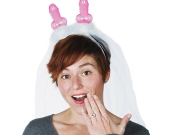 Bachelorette Headband Veil • Penis Boppers with Veil • Bachelorette Crown • Same Penis Forever • Bachelorette Party • Bride Tiara