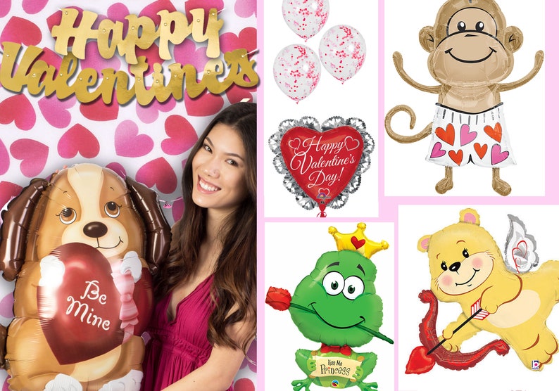 Valentine Balloons Happy Valentines Day Mylar Balloon Bouquet Kit Valentines Decorations Valentines Day Decor Confetti Balloons