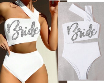 Bride Cut Out Swimsuit • Silver Bride One Piece • Honeymoon Bathing Suit • Resort Wear • Bachelorette Weekend • Beach Robe •Bride Sarong
