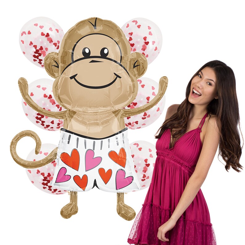 Valentine Balloons Happy Valentines Day Mylar Balloon Bouquet Kit Valentines Decorations Valentines Day Decor Confetti Balloons