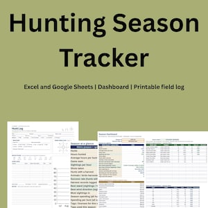 Hunting Log and Season Tracker, Excel and Google Sheets, Printable Field Journal (Digital Download)