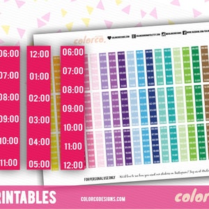 TIDSLINJE/TIMSIDOBORD - fm/em Utskrivbara Planner Stickers Erin Condren Inkwell Plum Paper Direkt Digital Nedladdning