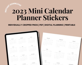 2023 Mini Monthly Calendar Digital Sticker | Sunday Start |  Planner widget , Digital Planner Stickers, Bujo Stickers