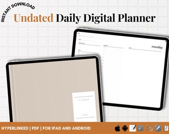 2023 UNDATED Simple Digital Planner, Daily Notepad, Landscape, Horizontal, Daily Planner Template, Goodnotes Ipad Android Hyperlinked PDF