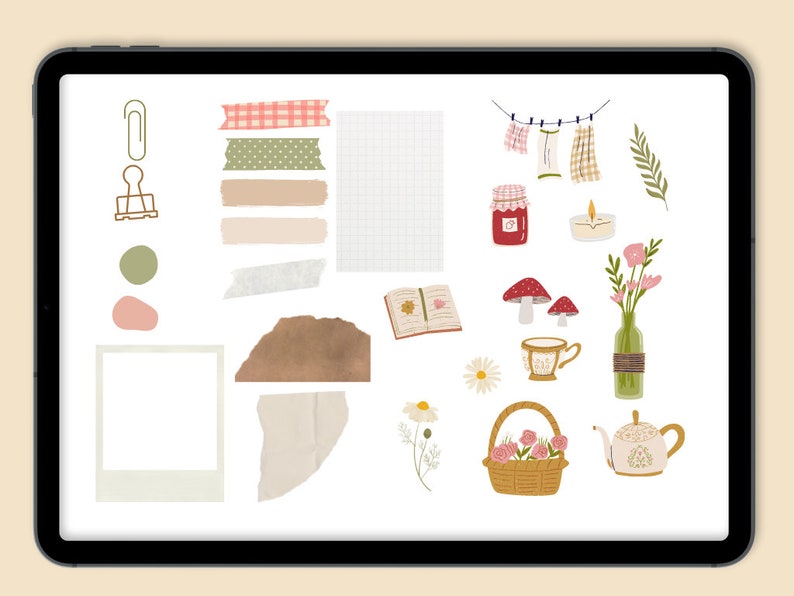 Cottagecore Digital Planner Stickers iPad Stickers, Goodnotes Stickers ...