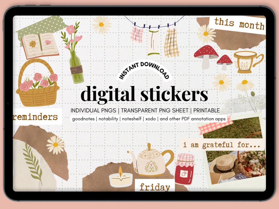 Cottagecore Digital Planner Stickers iPad Stickers, Goodnotes Stickers ...