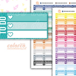 Heart TO DO Checklist Printable Planner Stickers Erin Condren Happy Planner Hobonichi Digital Planner Instant Digital Download