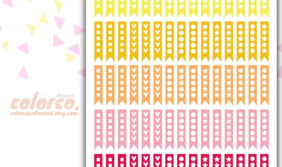 Checklist Flags Mixed Shapes Printable Planner Stickers Erin Condren ECLP Happy Planner Instant Digital Download by ColorCoordinated