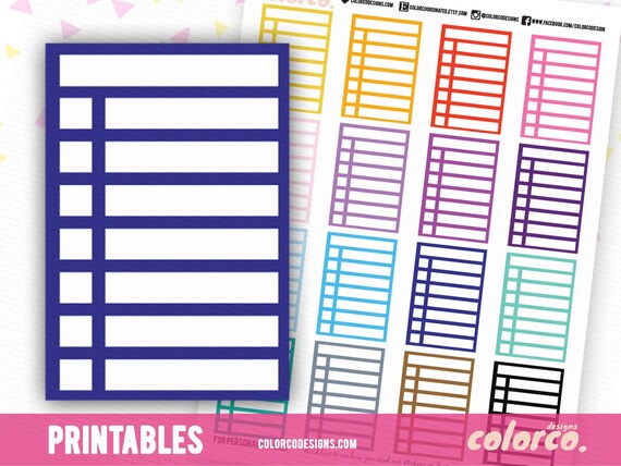 Square Stackable Sidebar Checklists Printable Planner Stickers Erin Condren Happy Planner Hobonichi Digital Planner Instant Digital Download by ColorCoordinated