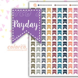 PAYDAY stickers  FLAG Printable Planner Stickers Erin Condren Happy Planner Hobonichi Digital Planner Instant Digital Download