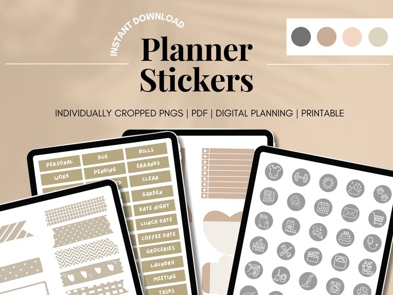 900 Functional Digital Planning Stickers iPad stickers, goodnotes stickers, widget stickers, pre cropped png stickers, digital stickers image 1