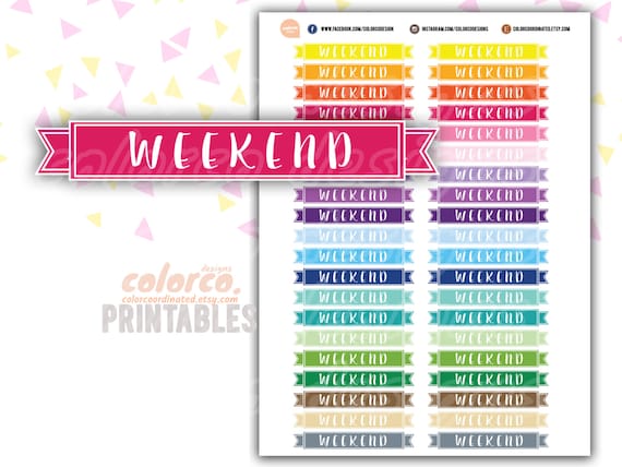 WEEKEND banner Printable Planner Stickers Erin Condren Happy Planner Inkwell Plum Paper Instant Digital Download by ColorCoordinated
