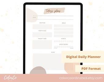 Digital Daily Planner | Earthy Minimalist Style, Simple Digital Planner, Digital Notepad