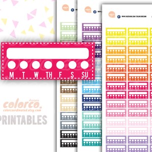 WEEKLY Tracker stitched Printable Planner Stickers Erin Condren Happy Planner Hobonichi Digital Planner Instant Digital Download