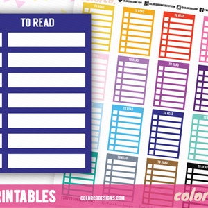 TO READ Stackable Sidebar Checklists Printable Planner Stickers Erin Condren Happy Planner Hobonichi Plum Paper Instant Digital Download