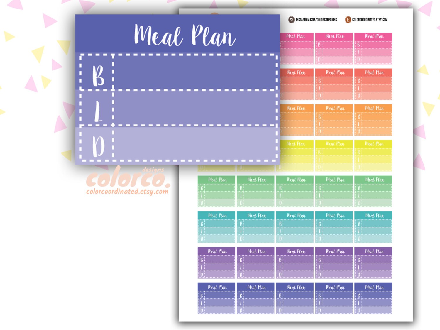 MEAL PLAN Tracker Printable Planner Stickers Erin Condren Happy Planner ...