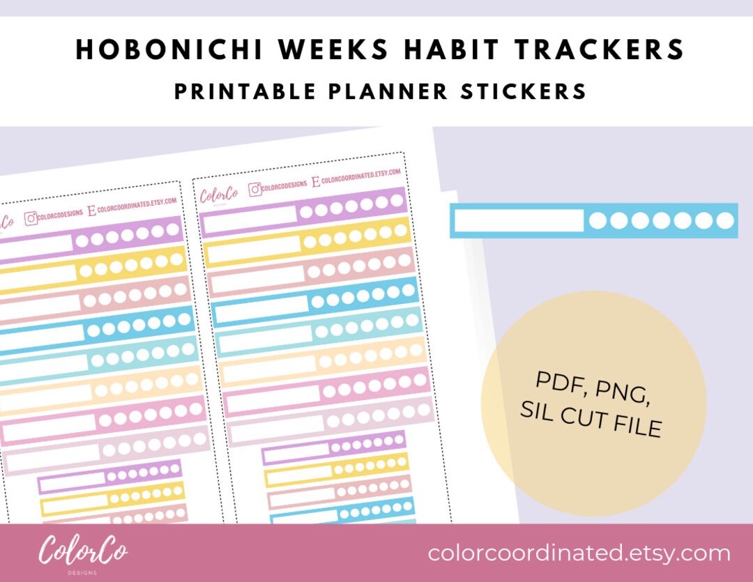 HOBONICHI WEEKS Printables Stickers Box Pastel Weekly Tracker Weekly ...
