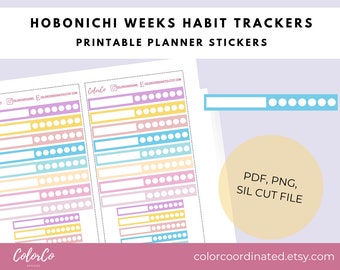 HOBONICHI WEEKS Printables Stickers | Box Pastel Weekly Tracker | Weekly Habit Trackers | Cut Files | Printable Planner Stickers