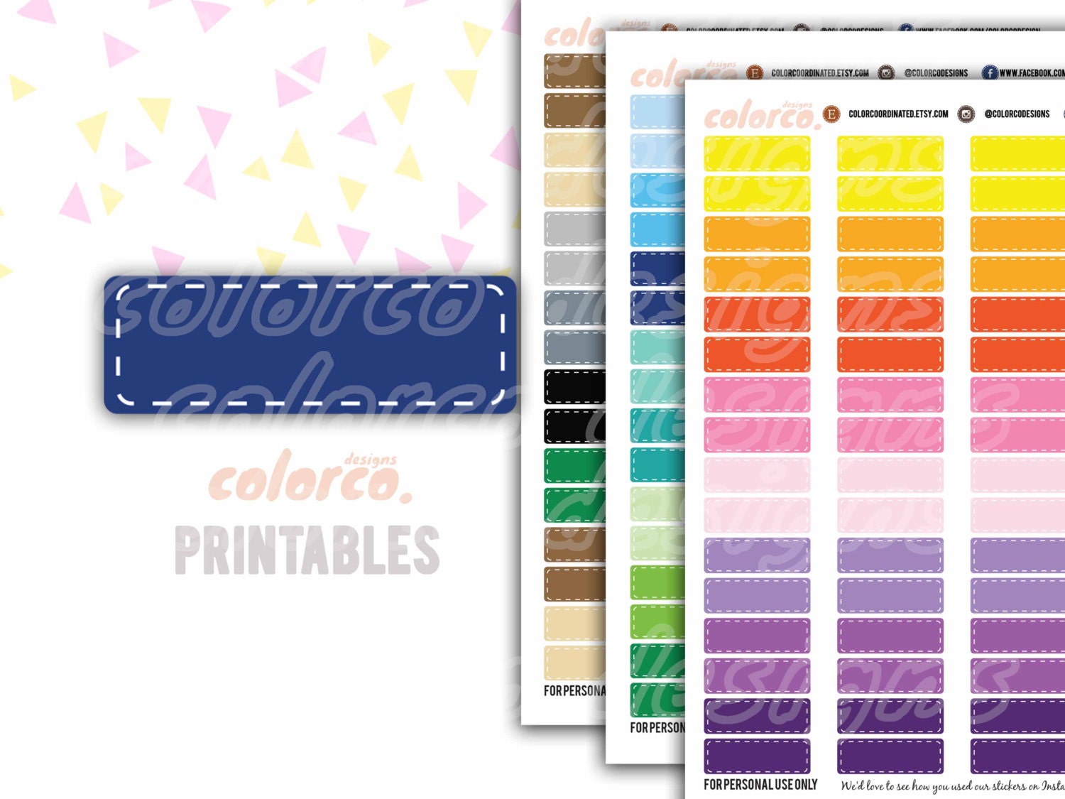 QUARTER Box Stickers STITCHED Printable Planner Stickers Erin Condren ...