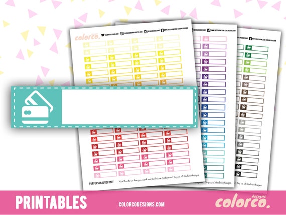 BILLS , MONEY tracker Printable Planner Stickers Erin Condren Happy Planner Hobonichi Digital Planner Instant Digital Download by ColorCoordinated