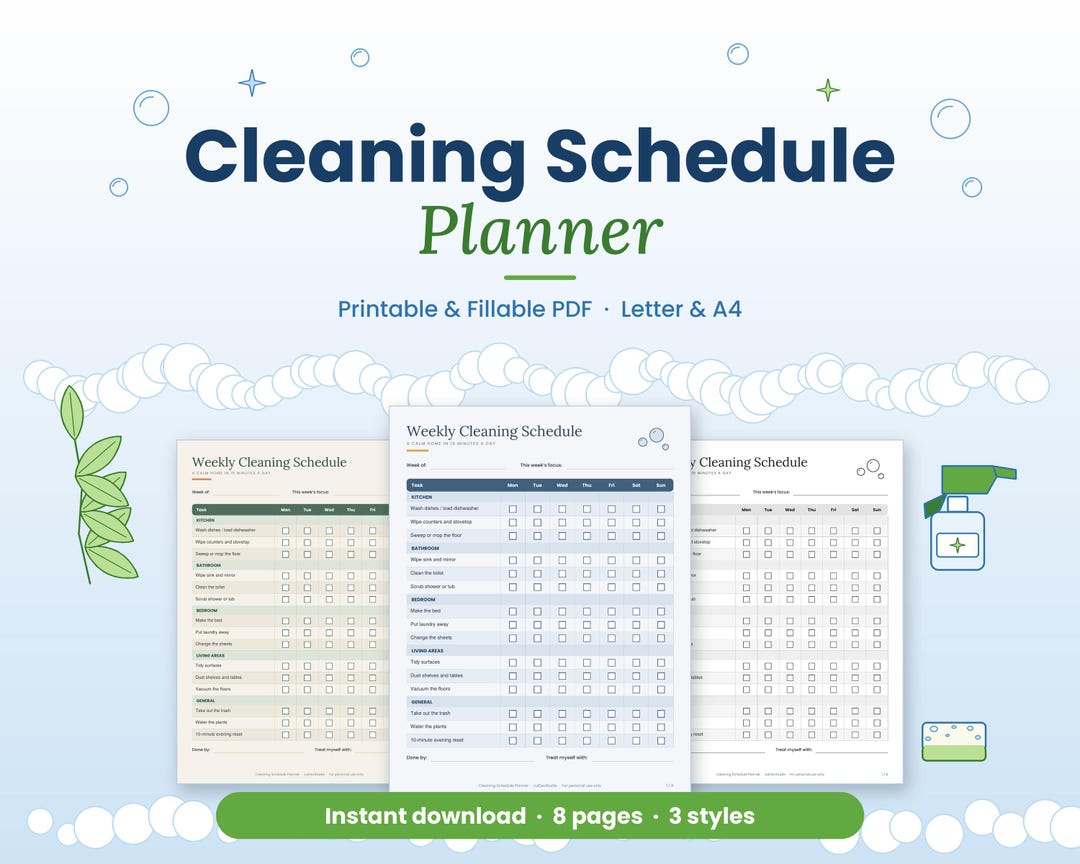 Cleaners Checklist Cleaning Schedule Printable, Cleaning Checklist, Weekly Cleaning ...