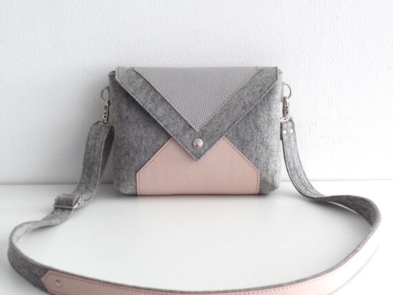 gray leather crossbody bag