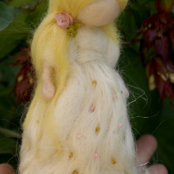 Princess doll - needle felted - waldorf nature table - Waldorf felt doll -  rose - wild rose - Holy Communion