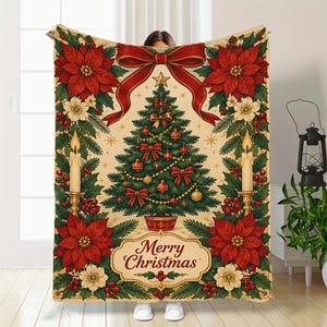 Christmas Tree Plaid Throw Blanket, Soft Flannel Winter Blanket, Cozy Holiday Sofa Throw, Festive Bedroom and Living Room Decor