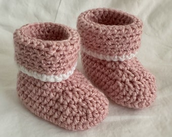 Cute Baby Booties | Crochet Baby Boots | Baby Shower Booties | Crochet Baby Gifts | Knit Baby Slippers | Newborn Shoes | Cuffed Baby Booties