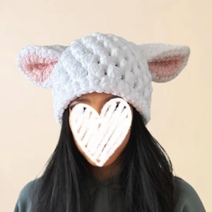 Handmade Crochet Lamb Beanie with Floppy Ears