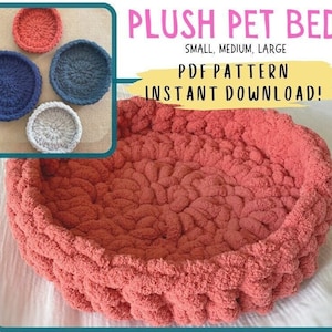 Plush PET BED Crochet Pattern PDF Dog Bed Cat Bed Puppy Bed Kitty Bed image 1