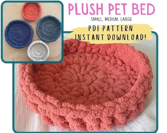 Plush Pet Bed Crochet Pattern: Small, Medium, Large (PDF)