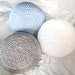 Blue and Grey Hand Crochet Pillow Ottoman Pouf, Footstool, Cushion! STUFFED! Perfect gift for baby showers!