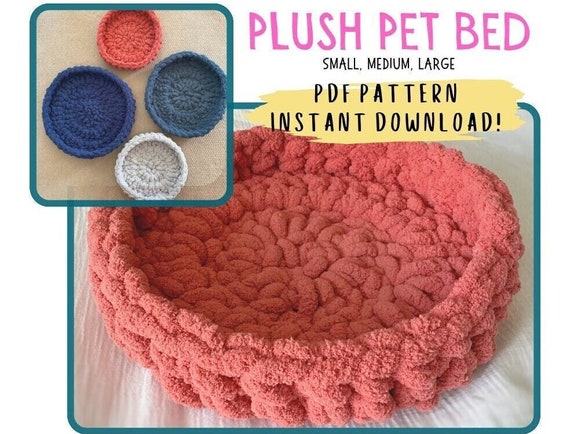 Plush Pet Bed Crochet Pattern: Small, Medium, Large (PDF)