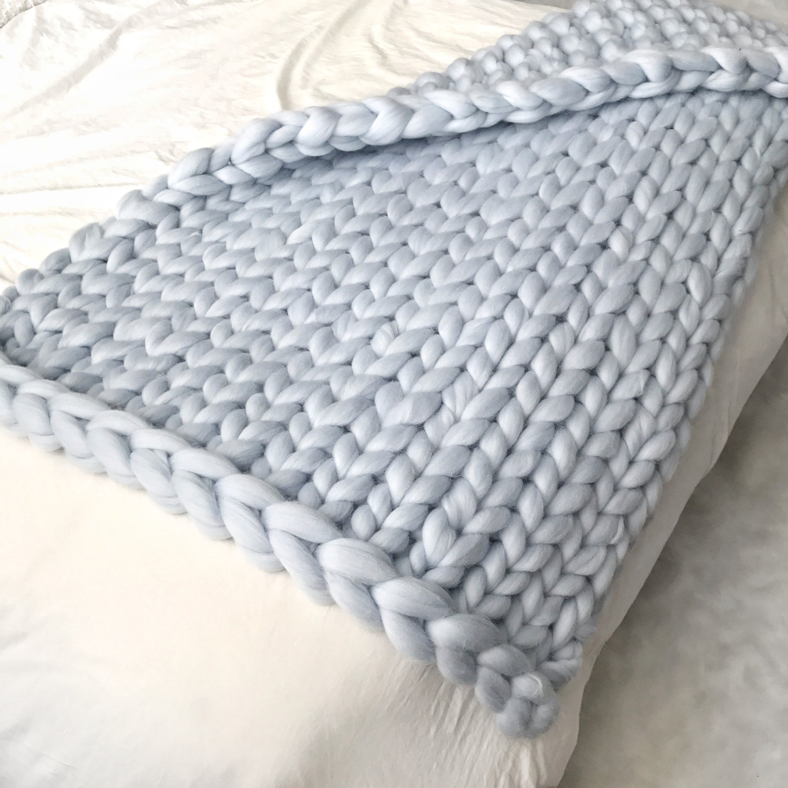 Super Chunky Handmade Knit Blanket/throw Merino Wool Etsy