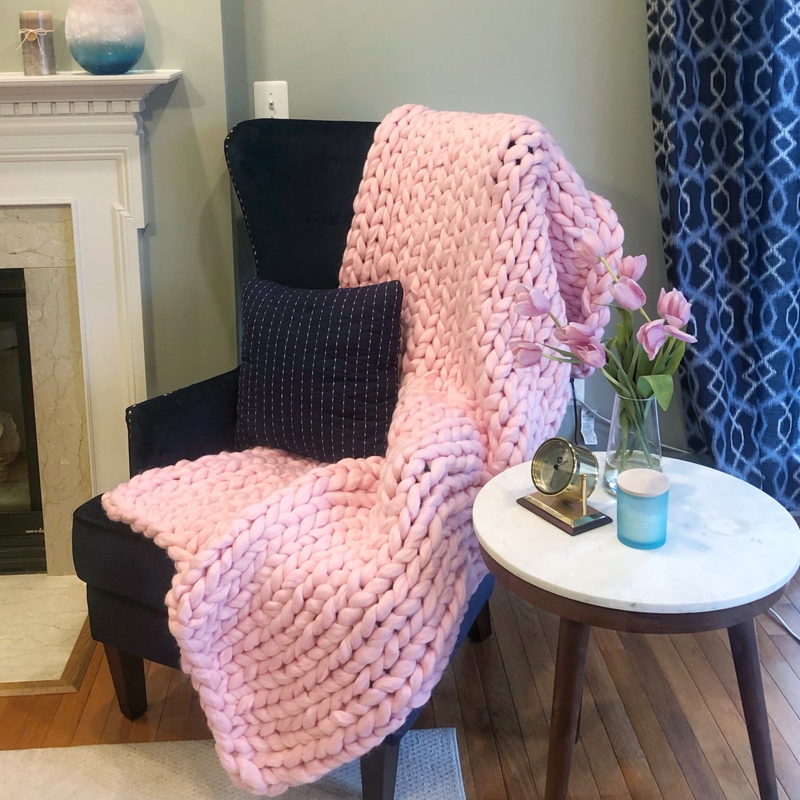 Super Chunky Handmade Knit Blanket/throw Merino Wool Etsy