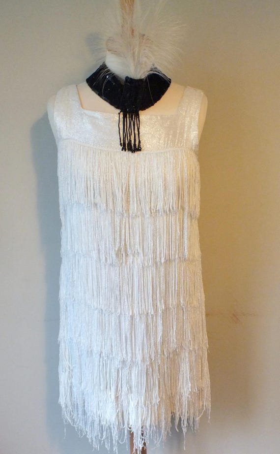 Vintage Flapper Style Dress with Headband Xs