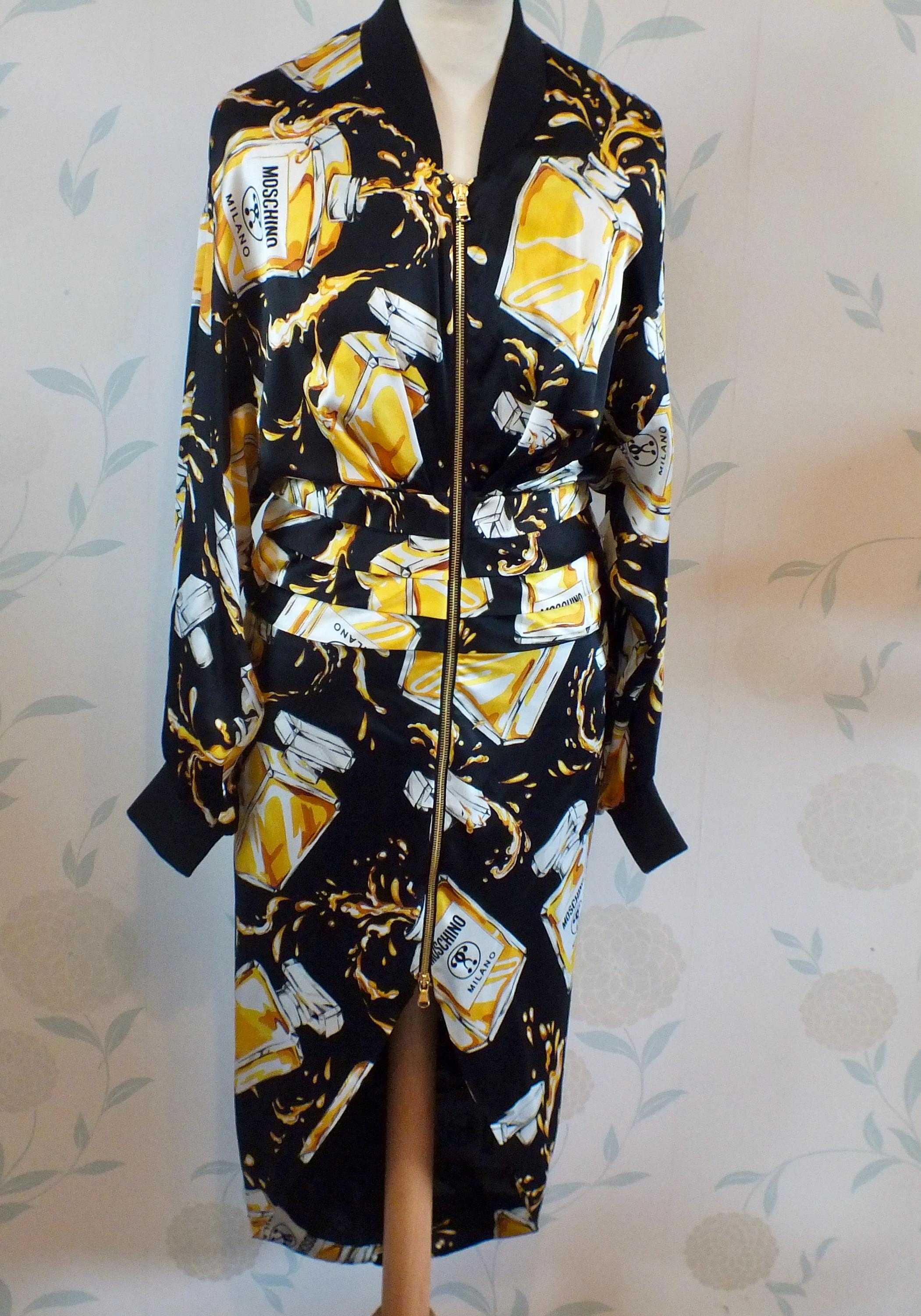 moschino silk dress Moschino Vintage Black Silk Dress Circa 1990's Size GB 6