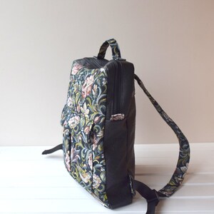 Backpack, Rucksack Bag, Purse, Vertical Square Shape bag, Laptop bag, Women backpack, School College Backpack, Travel bag, Black, Birds image 5