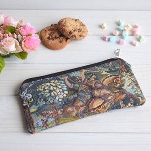 Pencil Pouch, Cosmetic pouch, Make Up Pouch, Charger bag, Project bag, Bridesmaid gift, Bridal purse,  Zipper pencil case,  tapestry pouch