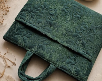 Teal MacBook Sleeve: Upholstery Laptop Case with Pockets