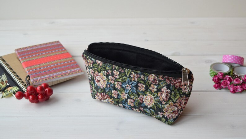 Make up bag, Toiletry bag, Cosmetic bag, Travel bag, Cosmetic case, Travel makeup bag, Zipper bag, Storage bag, Pencil case, Floral bags 画像 5