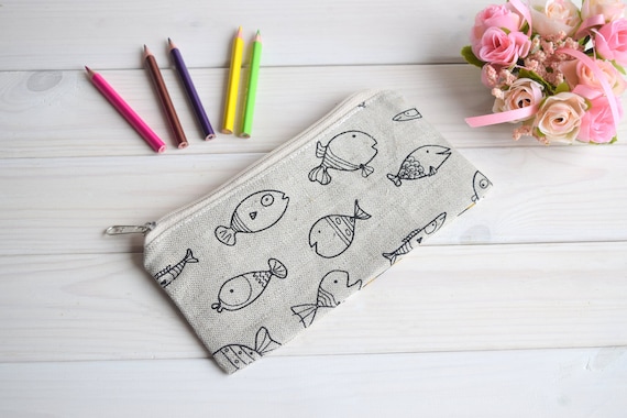 Make up Bag, Small Bag, Pencil Case, Pencil Pouch, Cute School Supply,  Zipper Pouch, Pouch, Cute Pencil Case, Organiser, Gray Pencil Pouch 